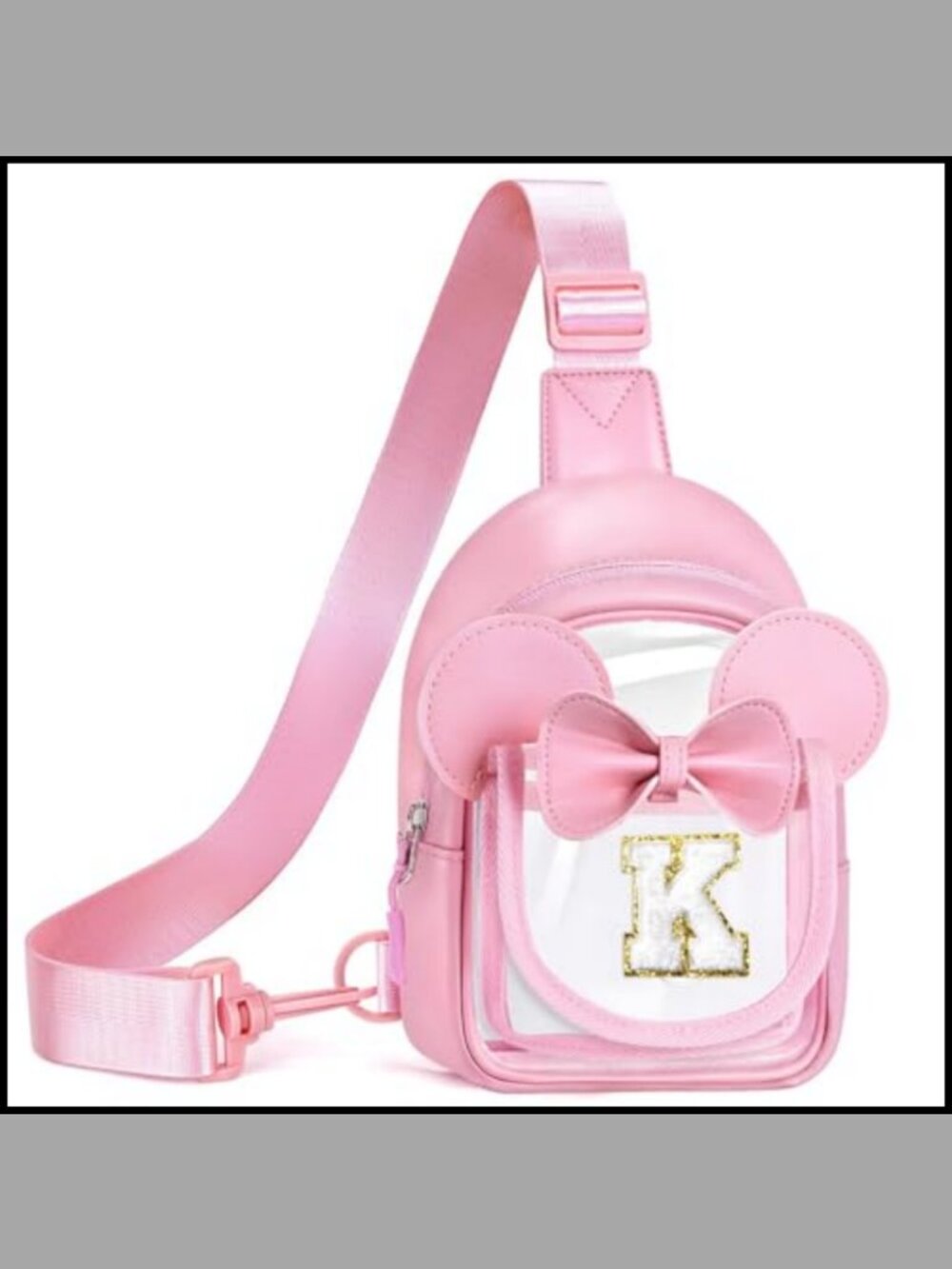 Girls Initial Fanny Pack Crossbody Sling Bag Clear Front Pocket